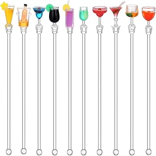 10 Pcs Agitateurs à Cocktail Agitateurs à Boissons Acryliques et Cuillères à Mélanger à Cocktails Mélangeur à Cocktail Réutilisable Coloré Agitant des Bâtons de Swizzle Agitateur