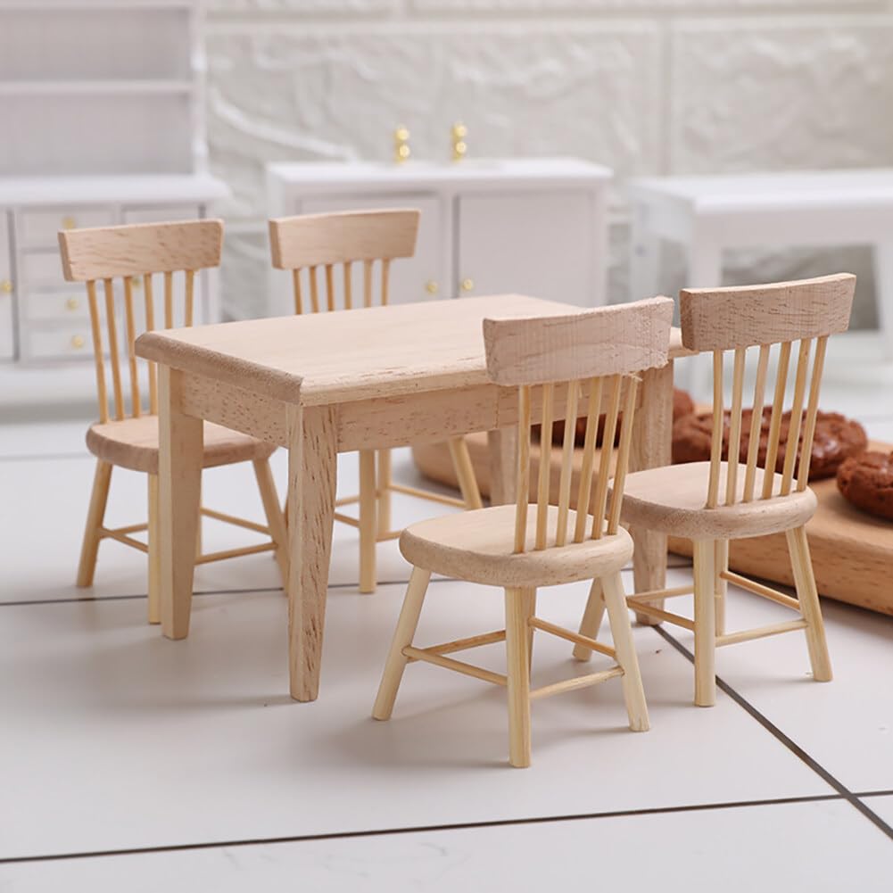 Set di mobili per casa delle bambole in legno, 26 pezzi, accessori per la casa delle bambole in miniatura, mobili in legno, tra cui cucina, sala da