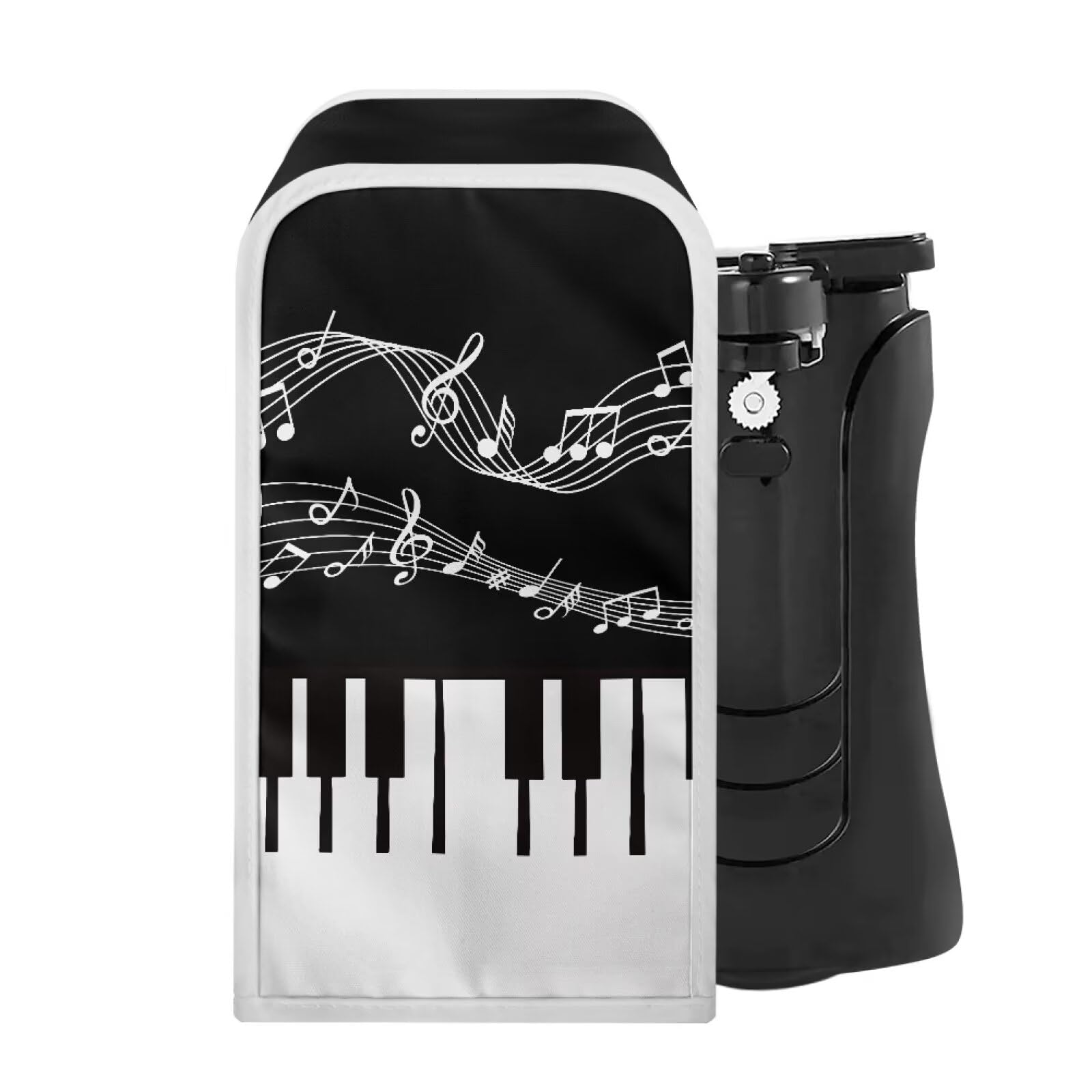 TODIYADDU Music Notes Electric Can Opener Cover for Women Piano Keyboard Kitchen Appliance Covers with Soft Material Foldable Can Opener Dust Cover Machine Washable Home Decor Nice Gifts