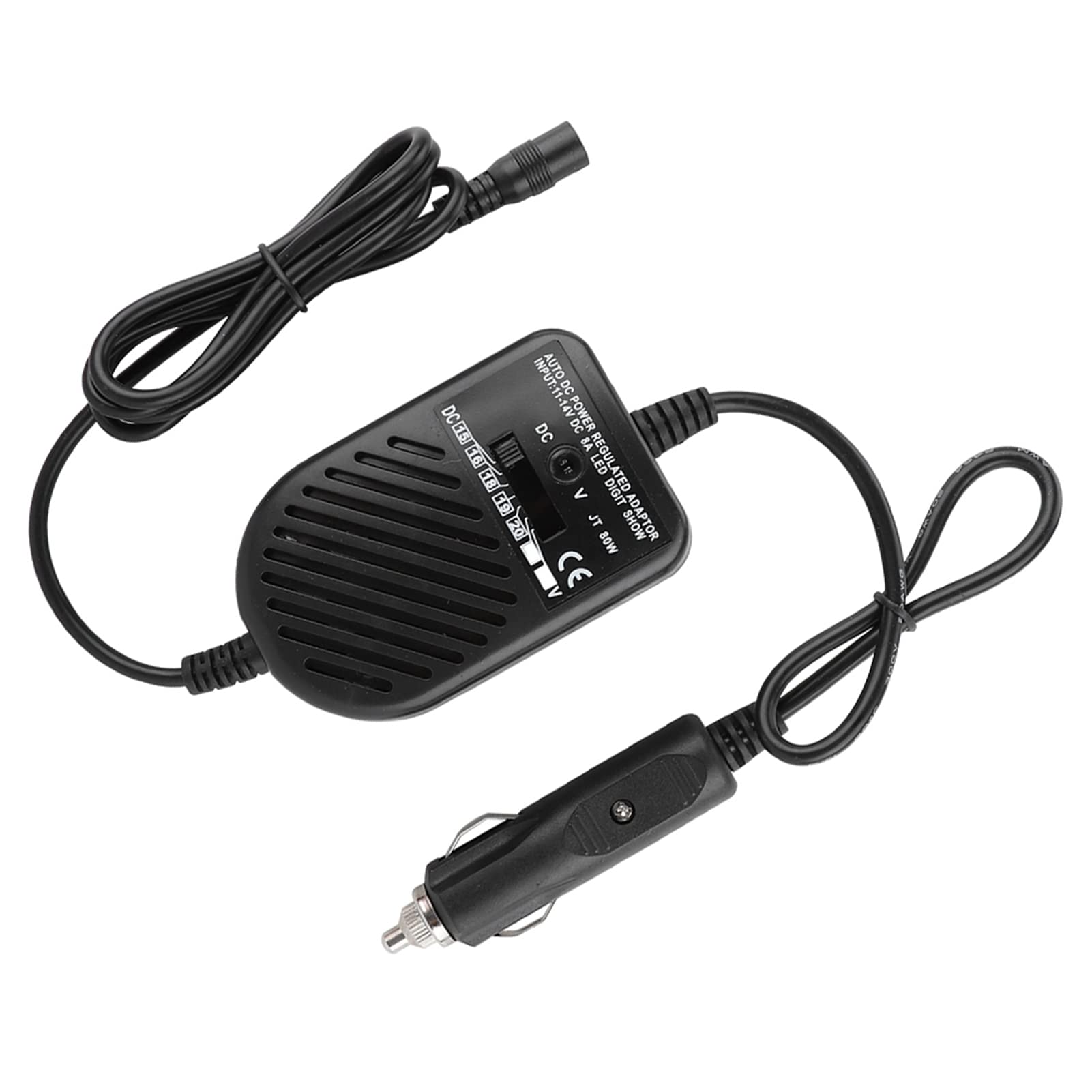 Adaptateur Chargeur Voiture pour PC Portable 80W, Alimentation Multi-Tension 15V-24V DC, Convertisseur Universel
