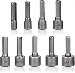 Kit Jogo de pontas Bits Soquete Canhão Parafusadeira 5mm -13mm - 09pçs