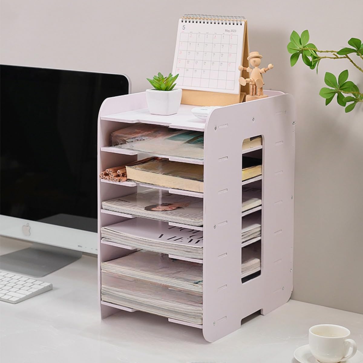 Amazon.co.jp: Auyyhui 書類用 A3 ラック レターケース 横型 7 段式 大