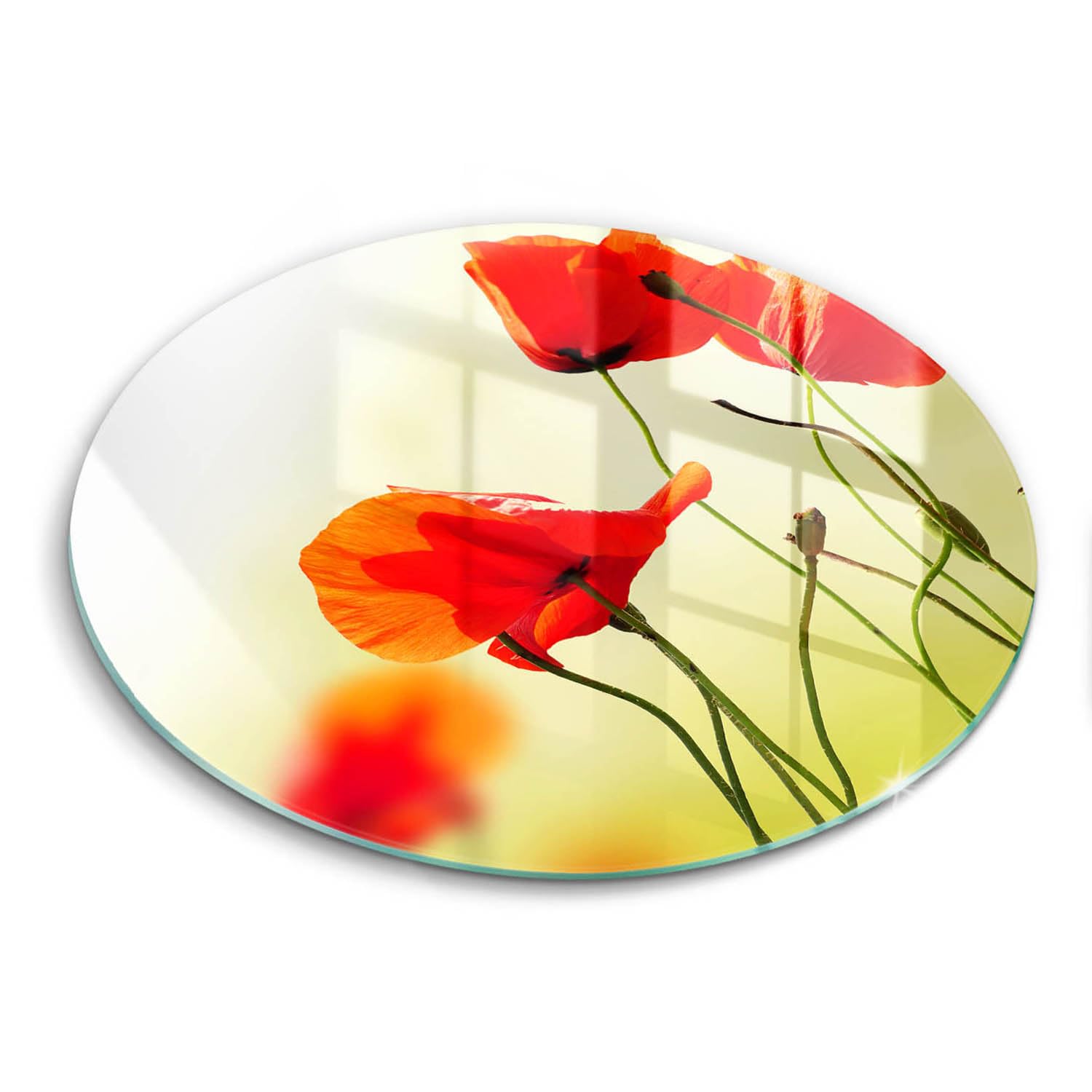 Plaque de protection induction 40cm Wallfluent - Tapis de cuisson fleurs rouges