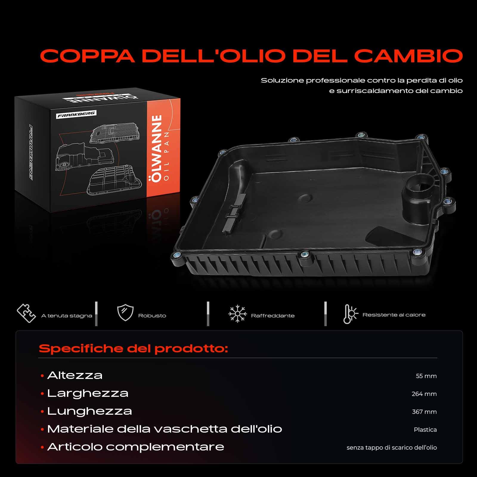 Frankberg Coppa dell'olio coppa dell'olio motore diesel 1700050 | Compatibile con: Galaxy CK, Transit Connect MPV, Torneo Focus III, S-Max WA6, Focus II Box/Estate, Bordo, K.u.g.a II Van