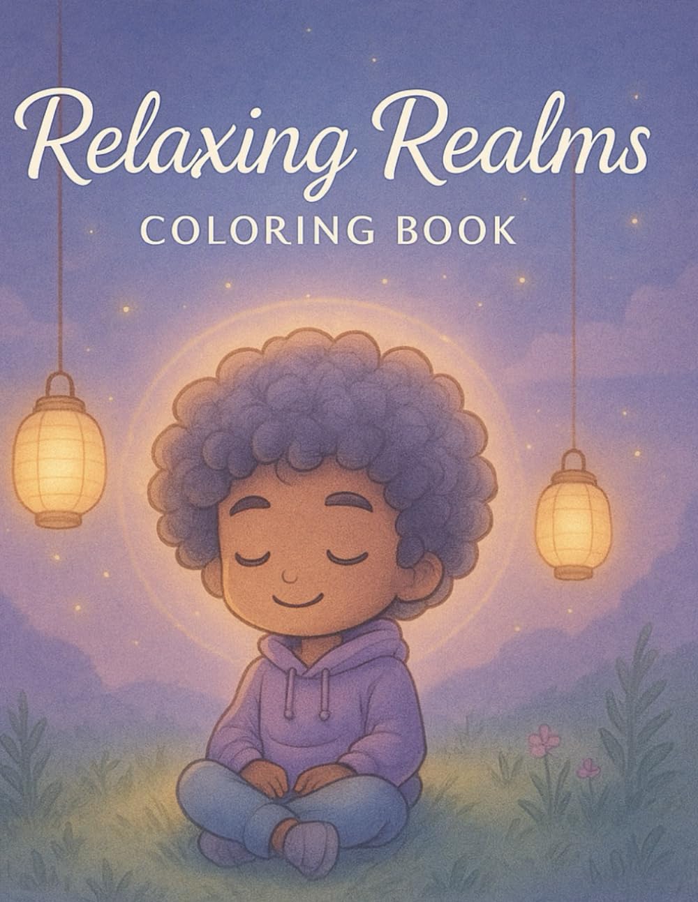 Relaxing Realms: Beautiful Illustrations for Stress Relief & Relaxation: 36 Relaxing Designs Featuring Cute Characters, Nature Scenes, Mandalas & Fantasy Worlds