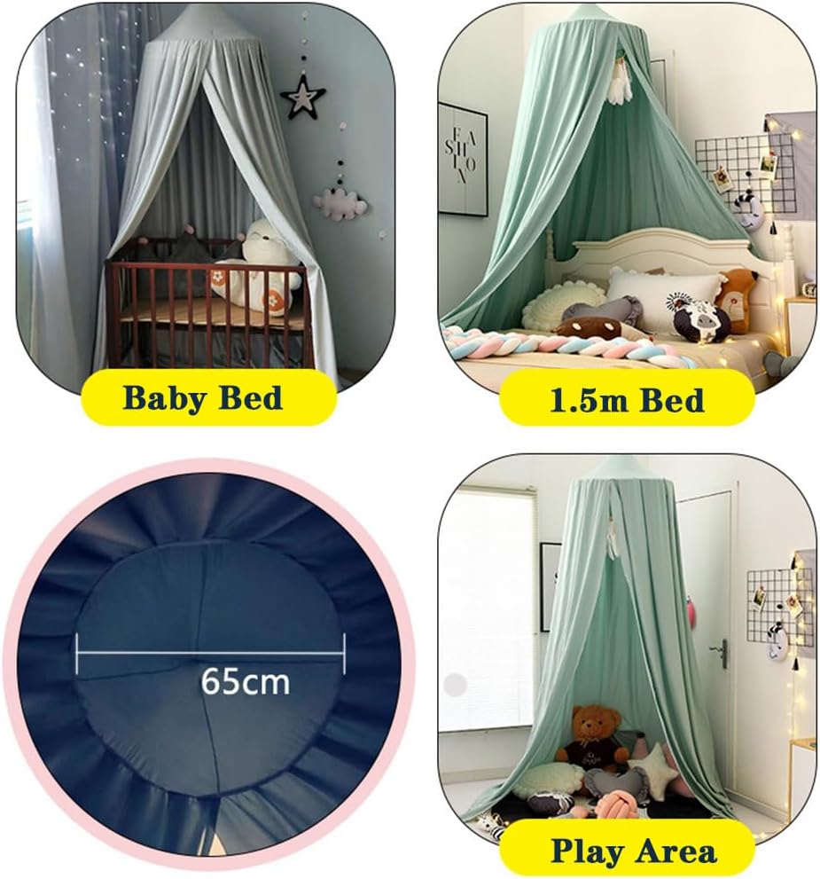 Hanging Bed Canopy Round Dome Mosquito Net, Starry Sky Bedroom Nursery Decorations Hanging Curtain Indoor Play Tent (Color)