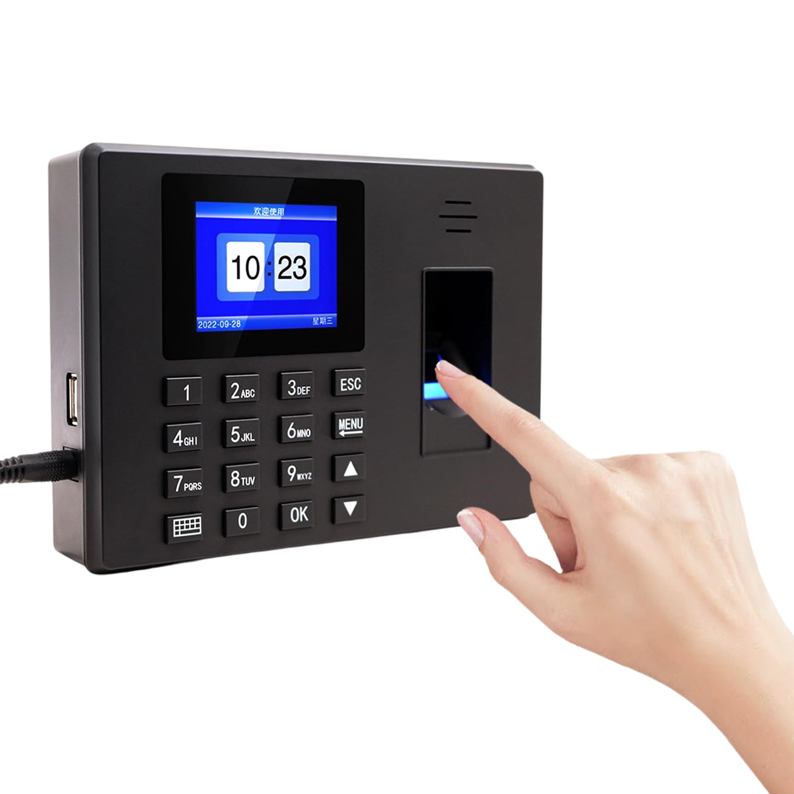 Pointeuse Empreinte Digitale, Badgeuse Autonome avec Code PIN pour PME, sans Abonnement/Logiciel/Connexion WiFi - Export Excel par Clé USB - Gestion des Présences
