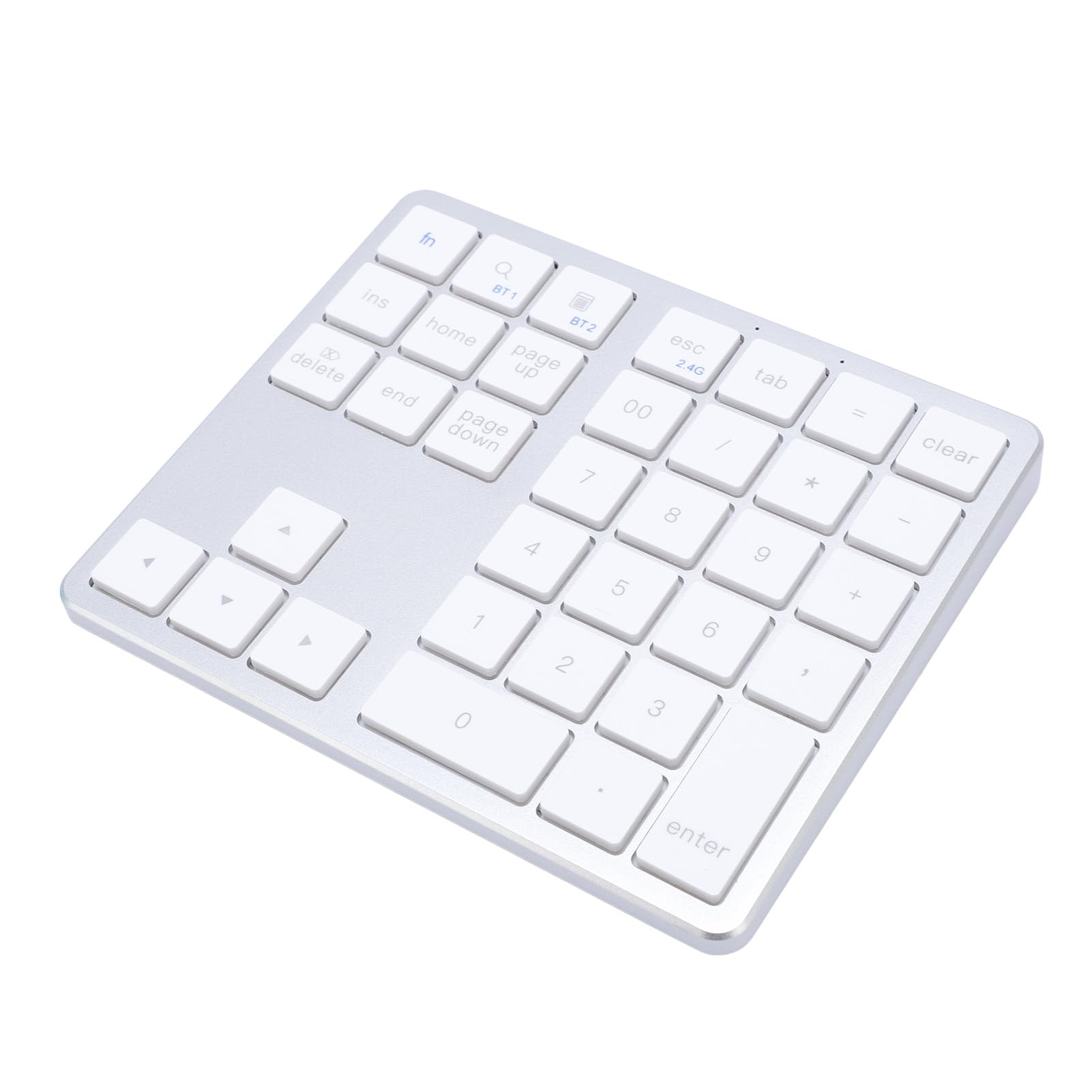 Dpofirs Number Pad, 35 Keys Bluetooths Numeric Keypad Rechargeable with Dual Mode for Wins for Android, Portable Financial Accounting Keypad for Laptop PC Tablet (Silver White)-image-32