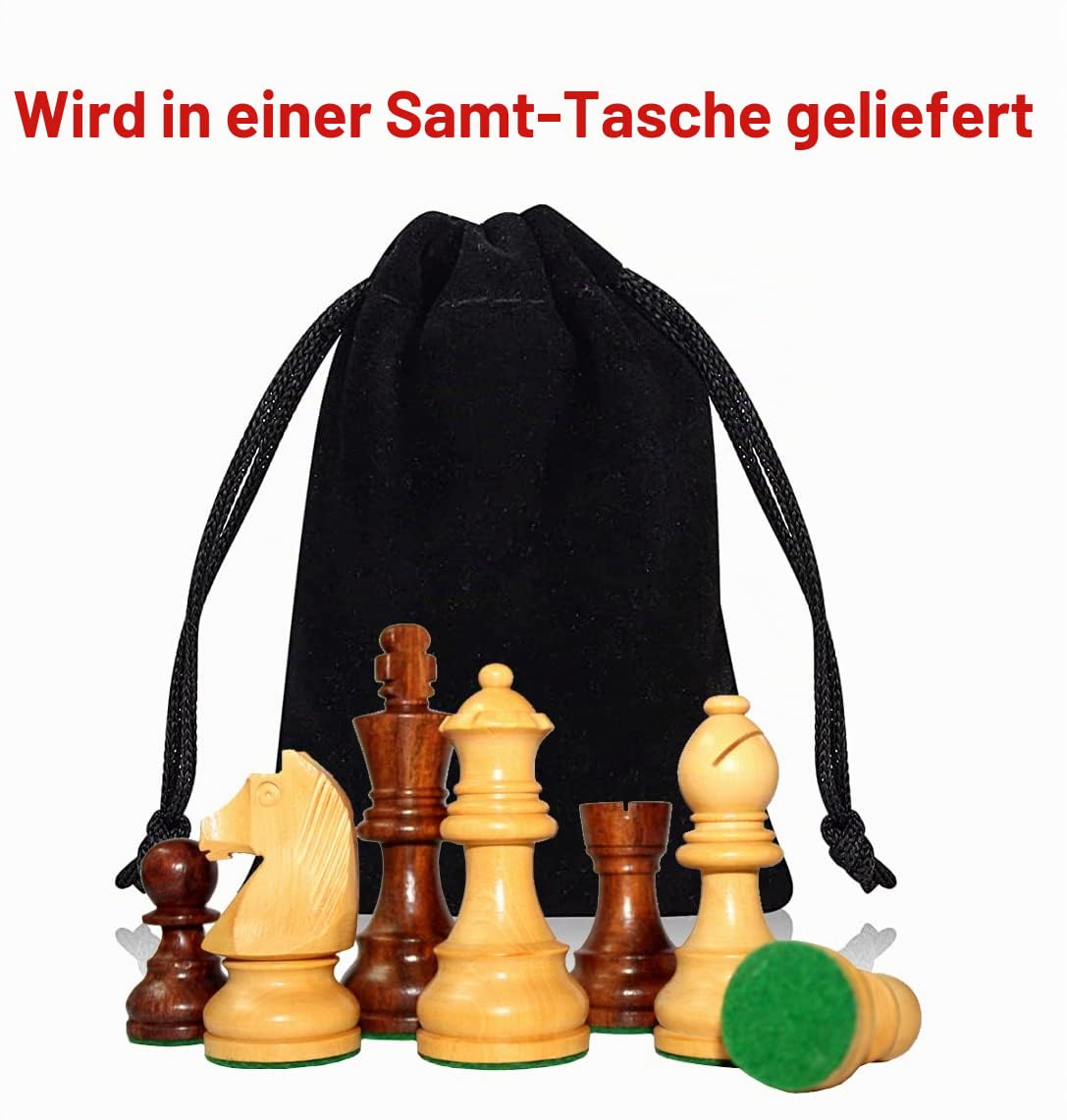 StonKraft Staunton-Schachfiguren aus Holz, 9,5 cm Königshöhe, Sammler-Edition