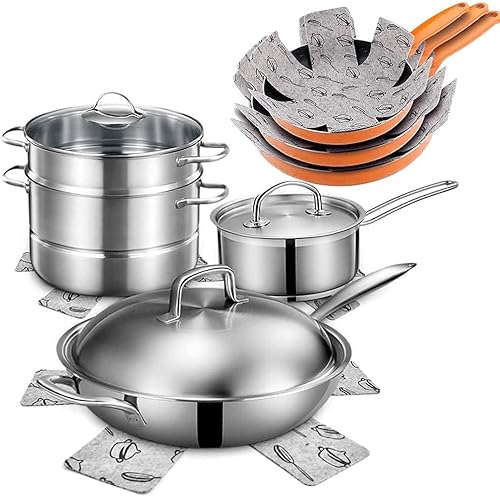Miniatura 2 de XUTONG Protectores para ollas y sartenes, juego de 12 y 3 tamaños diferentes, juego de protectores de utensilios de cocina, separadores de ollas y