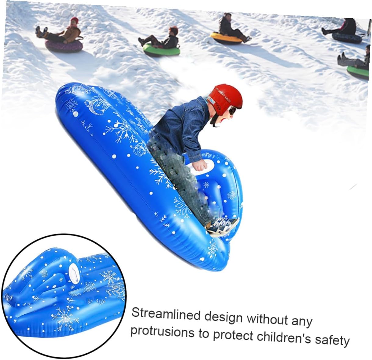 Inflatable Snow Sled and PVC Snow Tube for Winter with Cold-Resistant Material Sturdy Suitable for Outdoor Sledding Activities