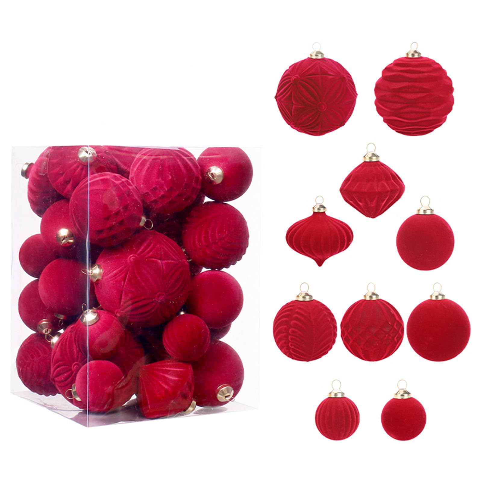 35 pezzi ornamenti natalizi palline di palline floccate palline albero di natale decorazioni pendenti for decorazioni natalizie for feste di albero di natale Set di ornamenti natalizi,(Wine Red)