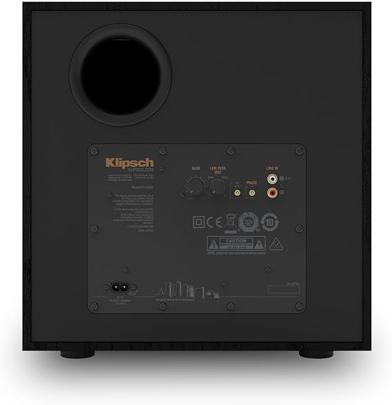 Klipsch Reference R-101SW 10 Front-Firing Subwoofer with All-new Spun-Copper 10 woofers and an All-Digital Amplifier for Premium Home Theater Sound in Black | Home theater audio with 10 inch driver, 300W peak power and active amplification