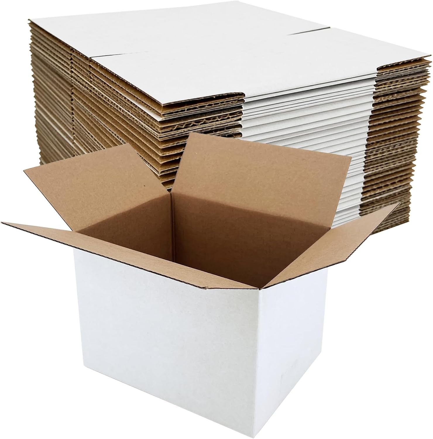 40 Pack 8x6x6 Inches Small Shipping Boxes, White Corrugated Cardboard Box for Packaging Small Business, Mailing and Moving