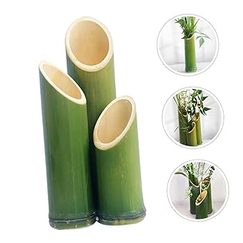 竹材花瓶 Amazon.co.jp: AOKWAWALIY 3個 竹 花瓶 下 ポット 盆栽