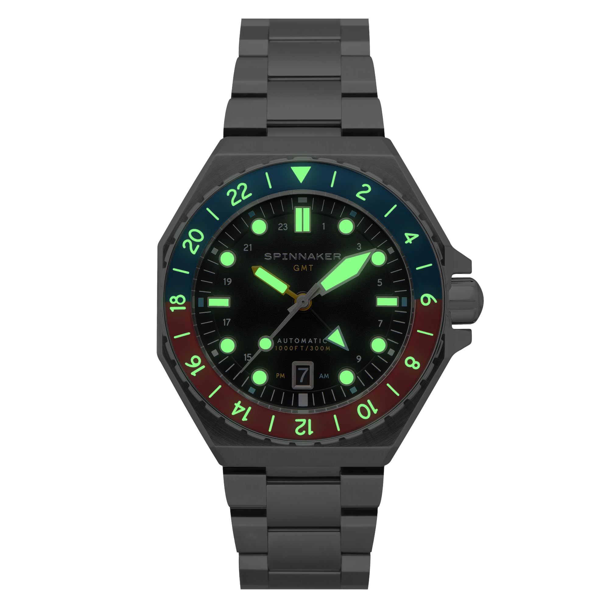 Spinnaker Dumas GMT SP-5119 - Orologio automatico da uomo con cinturino in acciaio inossidabile massiccio, 43 mm