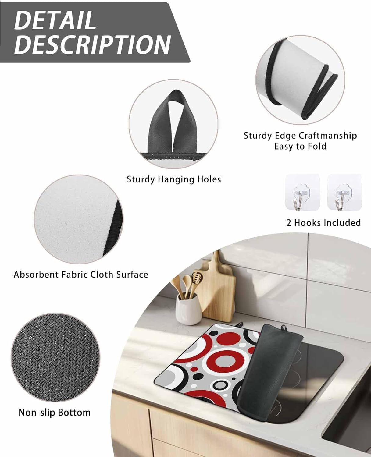 Stove Top Cover Red Geometric Circle Stove Cover for Electric Stove Top Modern Art Abstract Glass Cooktop Covers Anti-Slip Mat Heat R esistant Countertop Protector Kitchen Decor 28.5"x20.5"