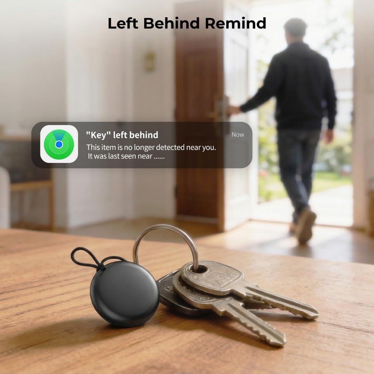 Air Tracker Tags 4 Pack - Bluetooth Wallet Tracker, Keys Finder Work with Apple Find My (iOS Only), Smart Item Locator Tags for Luggage, Backpack, Phone (Black) - Image 5