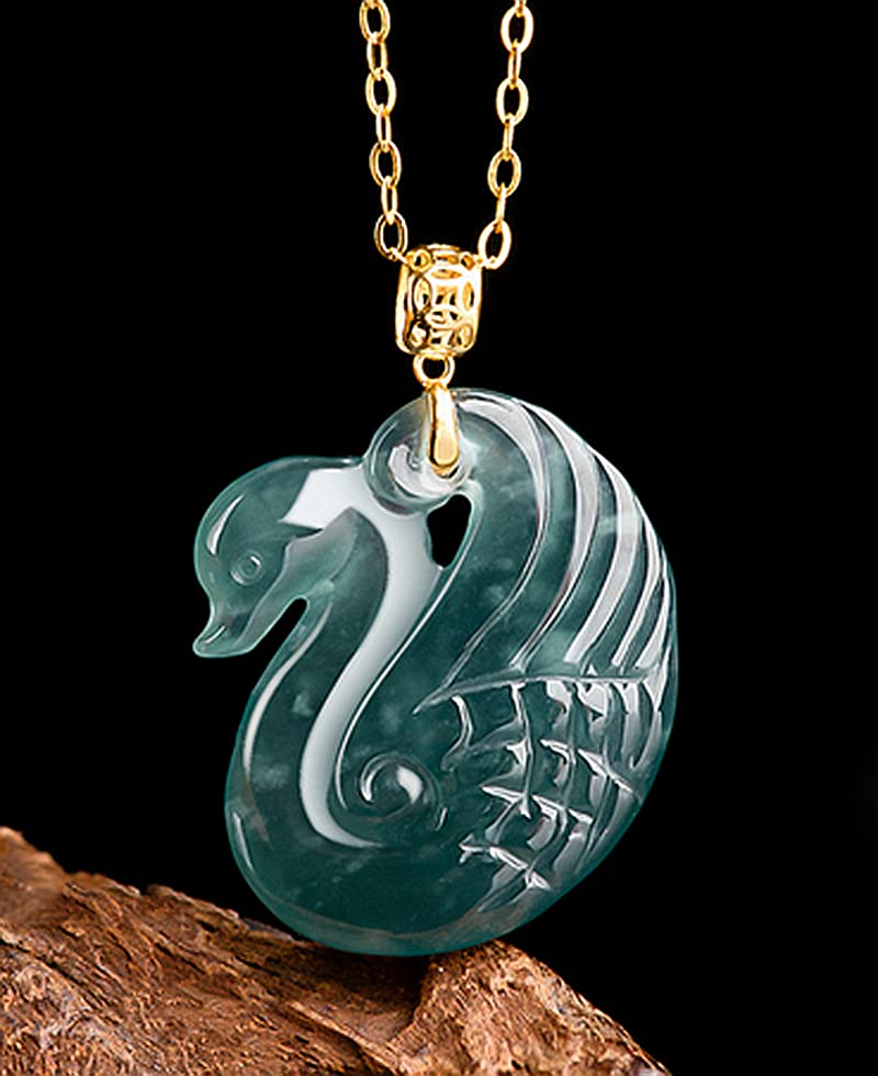 Pendentif en Jade incrusté d'or 18 carats, le cadeau idéal - 5