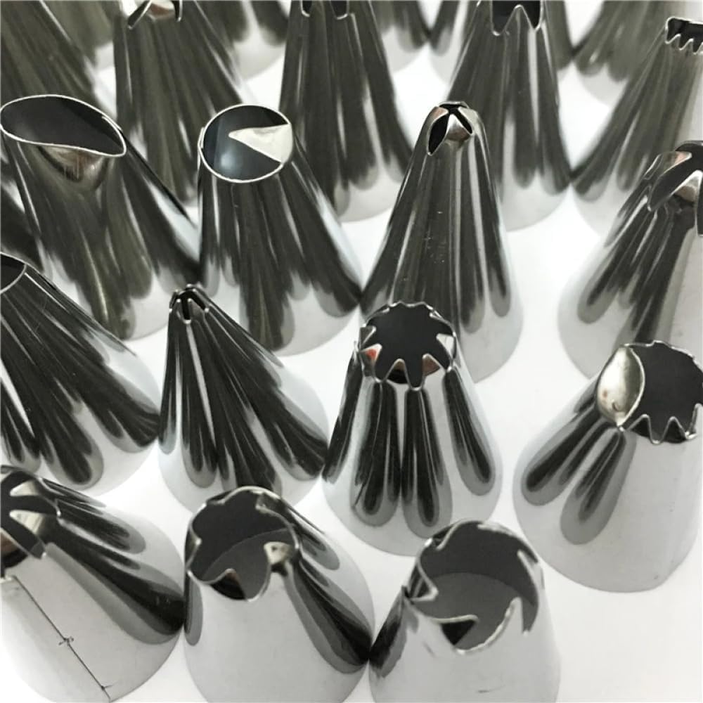 BKEKM Gebäcktülle, 24/48-teiliges Düsenset, Edelstahl-Spritztüllen, Gebäcktüllen-Set, Kuchen-Backwerkzeuge, Spritztüllen-Set