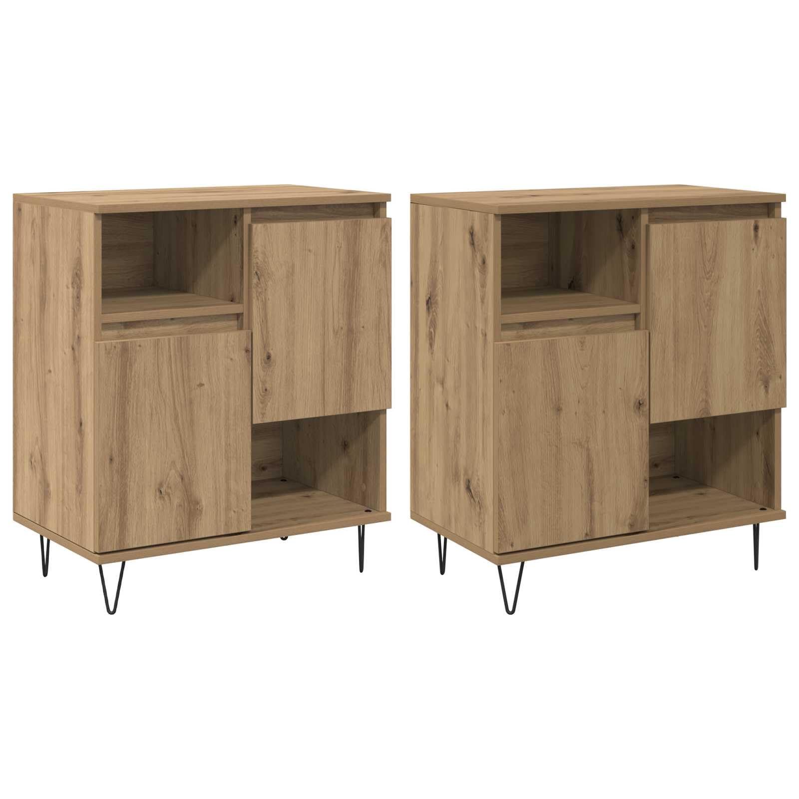 Générique Bufet 2 sztuki z drewna inżynieryjnego, nowoczesna prostokątna szafka do przechowywania 60x35x70 cm, meble do salonu lub jadalni z przestronnymi przegródkami, czysty design i montaż