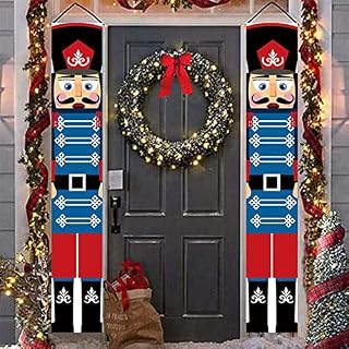 dengle Nutcracker Christmas Banners Decorations, Christmas Decorations Outdoor Xmas Decor Banner Soldier Model Nutcracker Banner for Porch Front Door Home Garden Indoor Exterior Party Yard Gate