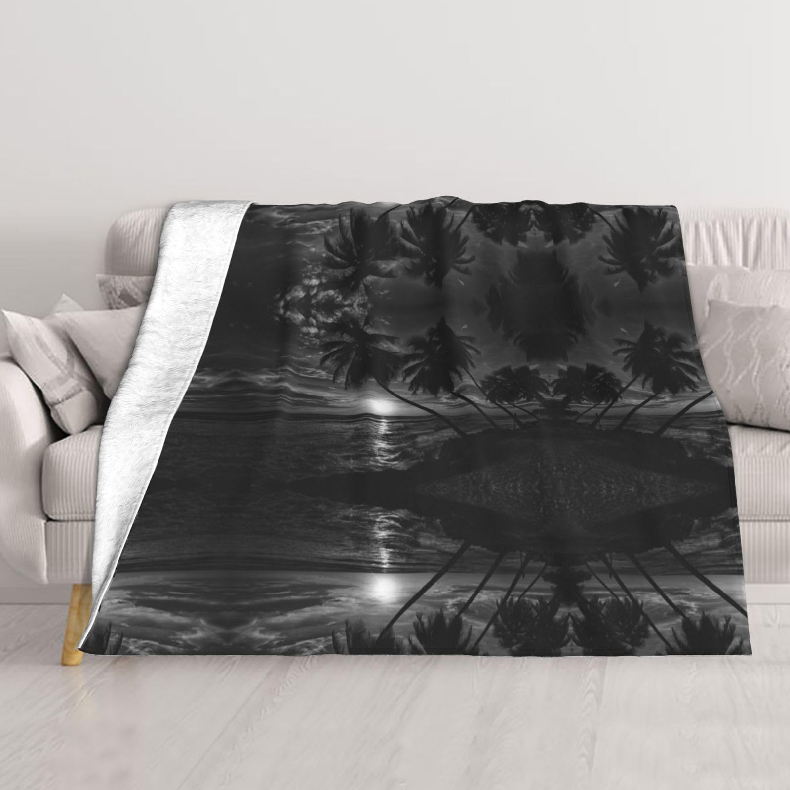Plaid imprimé mer et arbre pour vos soirées cocooning au salon