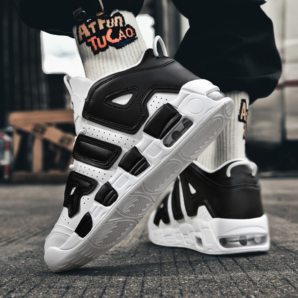 Sneaker Herren Damen Retro Skateboardschuhe Laufschuhe Turnschuhe mit Luftpolster Walkingschuhe Studenten Anti-Rutsch leichter Jungen Mädchen Basketballschuhe modisch Sportschuhe (Weiß Schwarz 3,38)