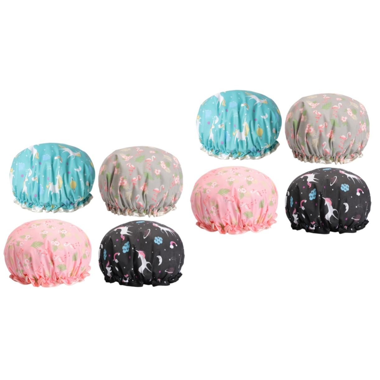 Didiseaon 2 Juegos de Gorros de Baño Elásticos de Material Gorro de de Doble Capa Talla Universal Gorro de Spa para Mujer Diseño de Flamenco 4 Unidades