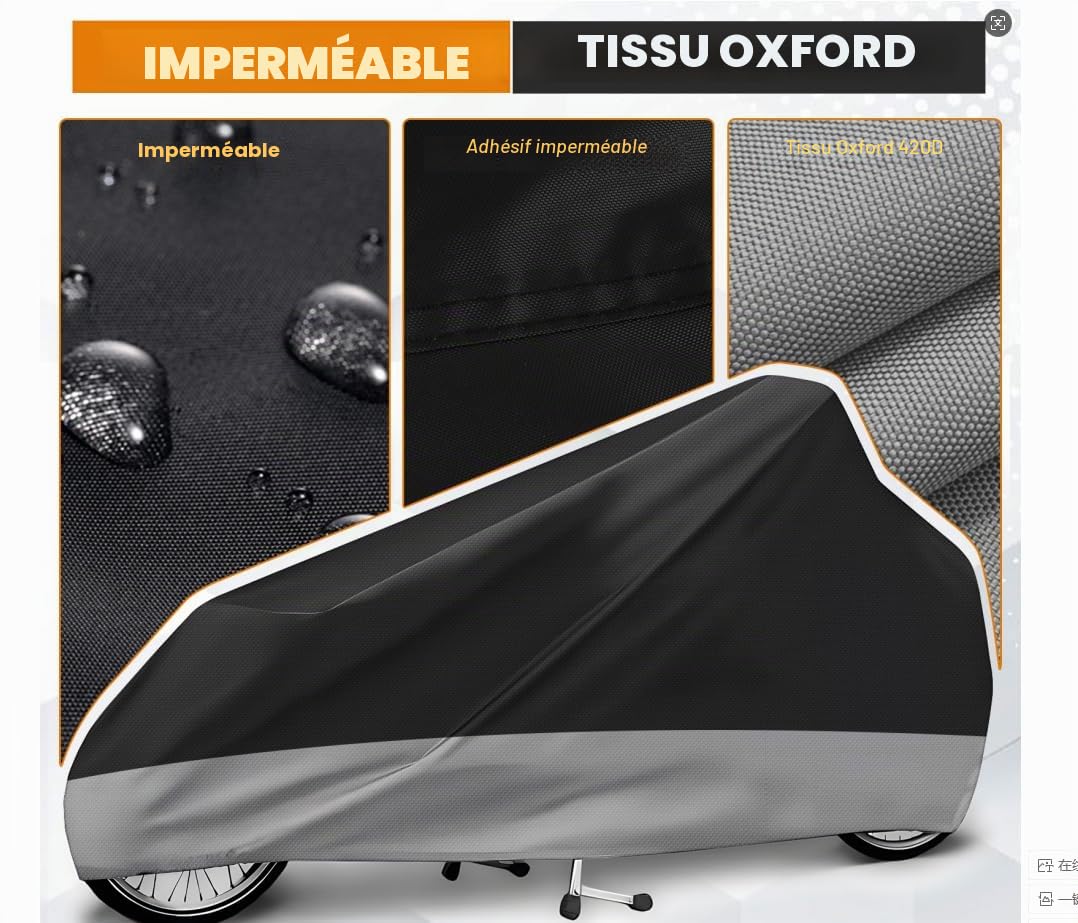 WingFly Housse de Protection pour Vélo Cargo en Tissu Oxford 420D - Imperméable, Résistant aux UV, Indéchirable, 285 * 65 * 115 cm