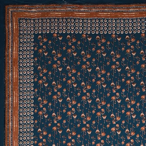 Image of BLOCKS OF INDIA Hand Block Printed 200 TC Cotton Super King Size Bedsheet(106 x 106) | Pack of 1, Batik Blue