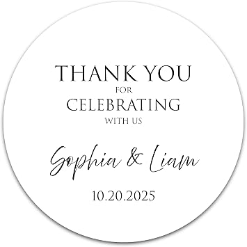 Personalized Wedding Stickers - Custom Wedding Envelope Seals for Invitations, Thank You Cards, and Save The Date 50-1000 Stickers Classic Celebration