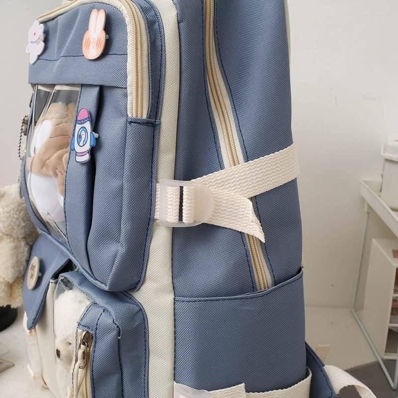 Miniatura 6 de Linda mochila con accesorios kawaii Juego de 5 bolsas estéticas, Negro -