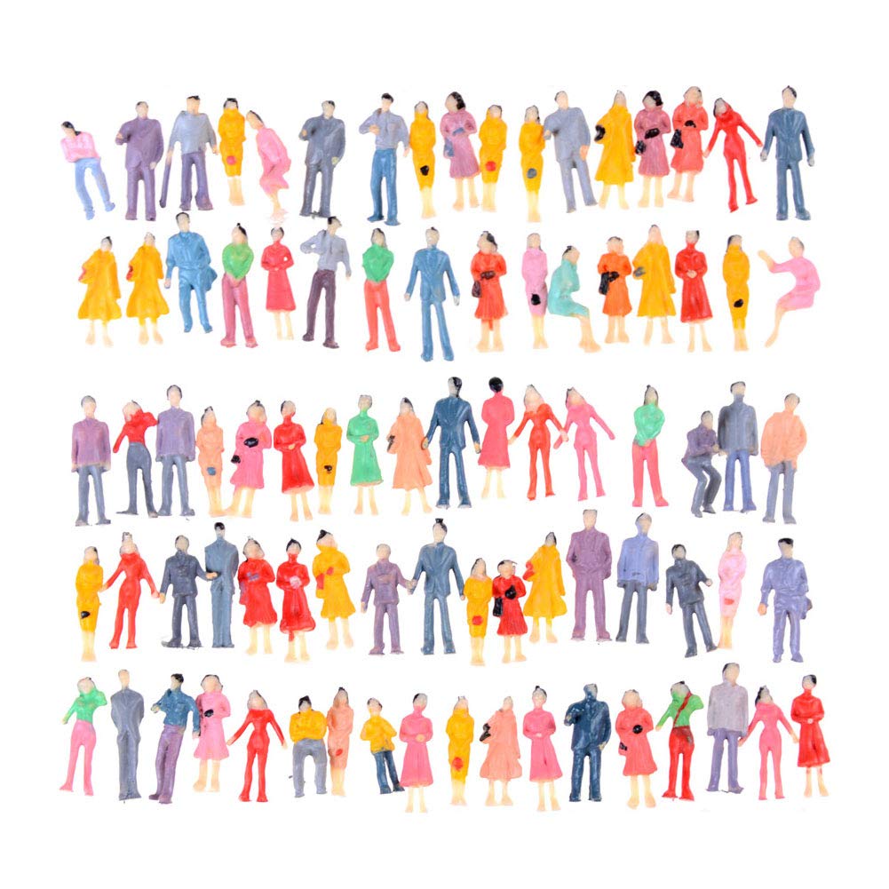 Hiawbon 1:87 Scale People Figurines Set Tiny Standing Hand Painted People Model Train Park Street People Figures for Miniature Scenes,100 Pcs