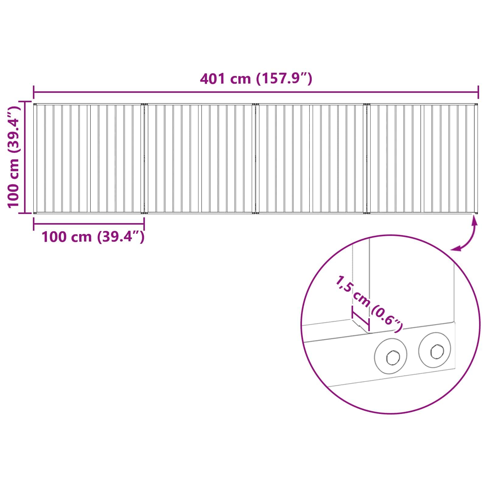 Puerta para perros de 4 piezas, acero galvanizado negro, 100 x 100 cm, plegable, para interior, para cachorros, seguridad y protección en el salón, versátil