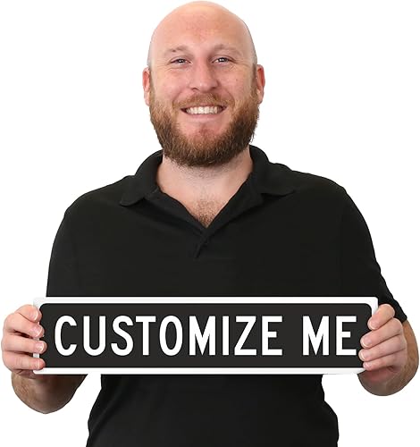 Miniatura 6 de SmartSign Letrero de calle negro personalizado, 4 x 18 pulgadas, aluminio, opción reflectante, personaliza tu propio letrero de dirección, letrero