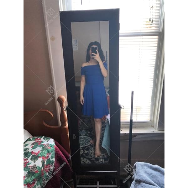 Sarin-Mathews-Womens-Off-The-Shoulder-Short-Sleeve-High-Low-Cocktail-Skater-Dress Sarin Mathews Women Off The Shoulder Short Sleeve High Low Cocktail Skater Dress Black L