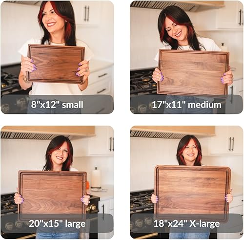 Miniatura 6 de Virginia Boys Kitchens tablas de corte de madera de nogal negra con ranura de escurrimiento