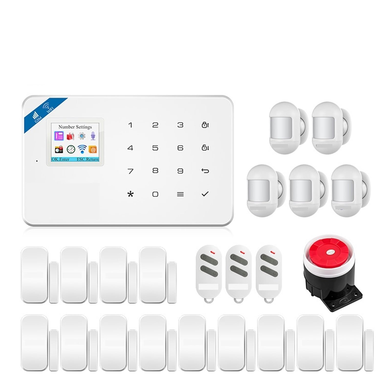 CUDTAPI GSM Home Alarm System Support Tuya Smart Motion Sensor Door Detector Siren Security(KIT 2)