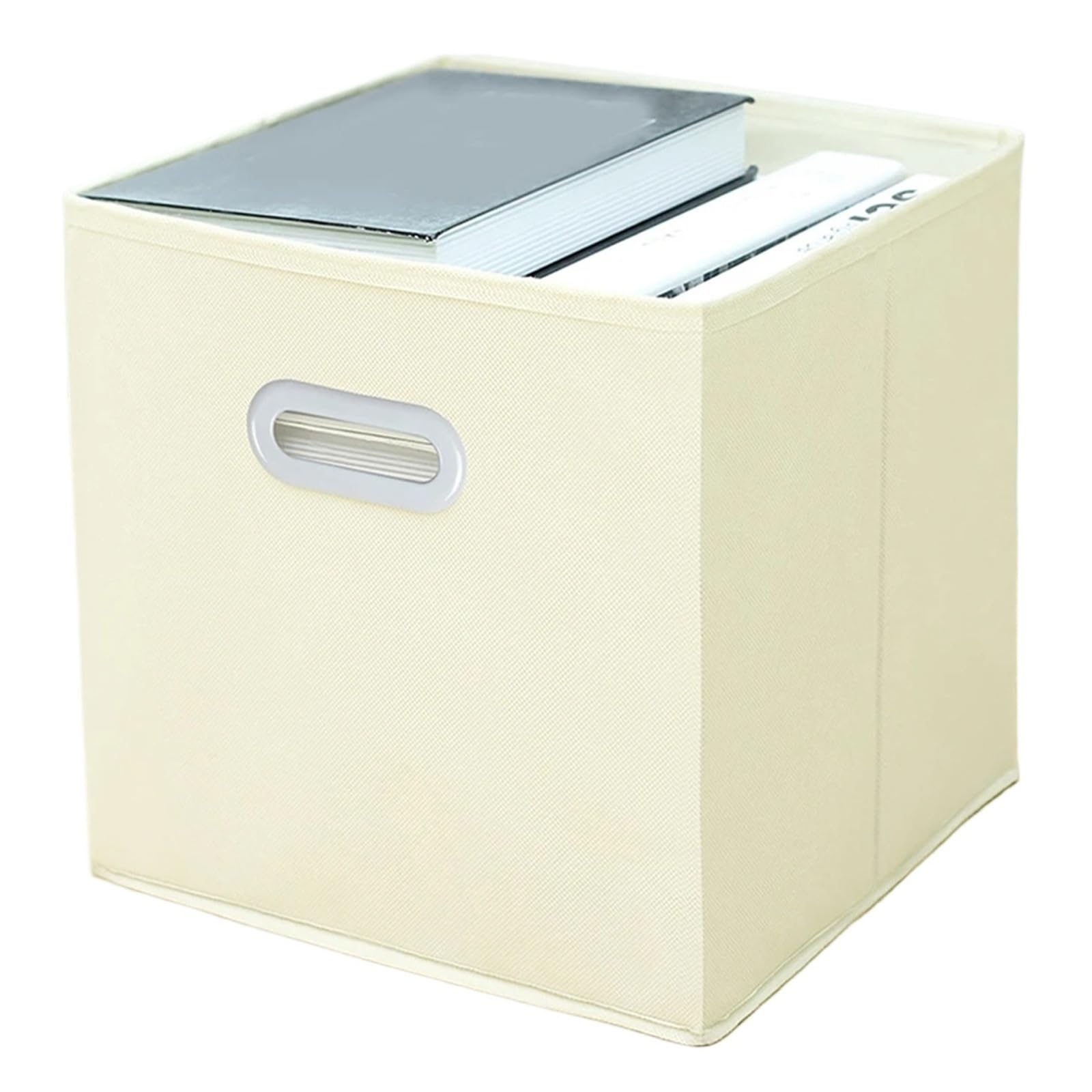 MFESFCS Canvas Storage Boxes Fabric Cloth Storage Box For Book Clothes Sundries Foldable Closet Drawer Bins Basket(Beige)