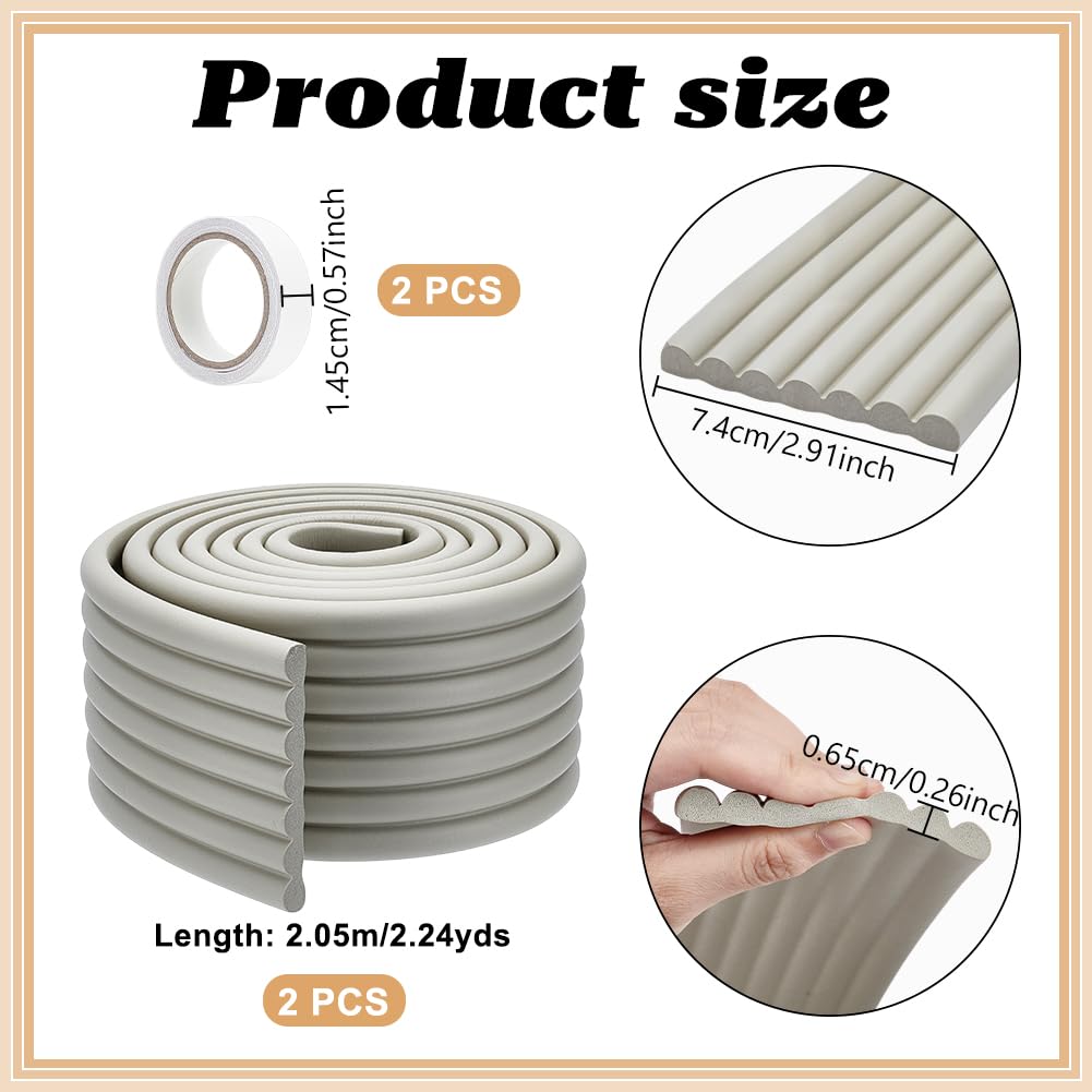 NBEADS 22.42Yards Bumper Protectors, 74x6.5mm Corner Protector Table Edge Corner Protector for Sharp Edges Table Desk Furniture Gray - Image 2