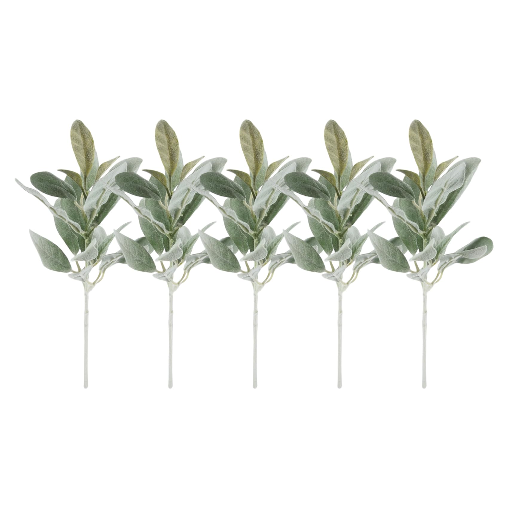 MOLERRI Faux Lambs Ear Stems 5Pcs Flocked Artificial Greenery Solid Fake Ear Leaves for Home Wedding DIY Craft