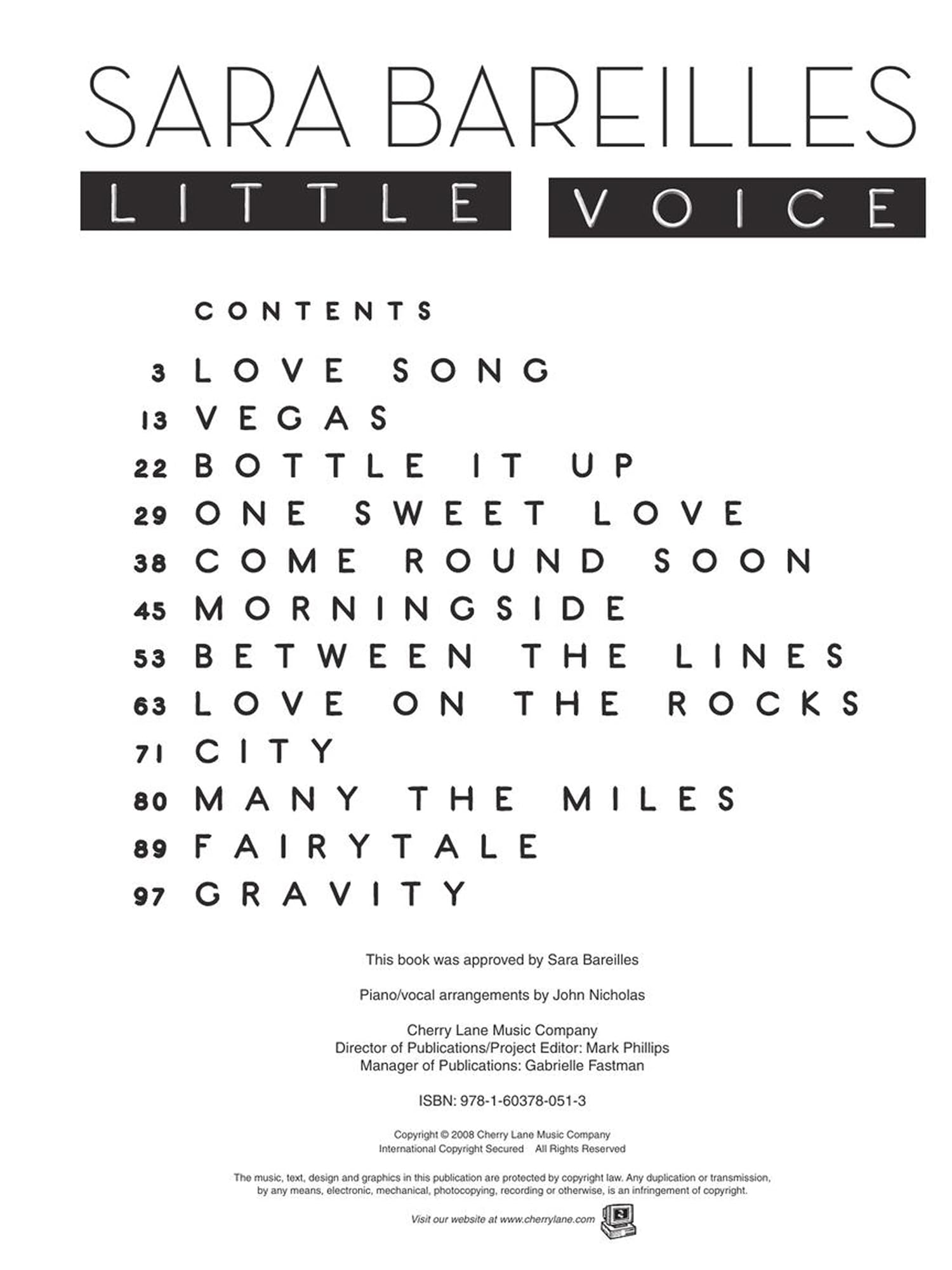 Sara Bareilles: Little Voice | Piano Vocal Guitar Sheet Music Book | Artist Songbook with 12 Pop Hits Including Love Song | Pop Piano Songbook for Students Teachers and Performers | Cherry Lane Music — Amazon image 2