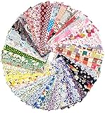 RayLineDo 50X Different Pattern Patchwork Poplin Fabric Bundle Squares of 1010cm Quilting Scrapbooking Artcraft Project Collection One