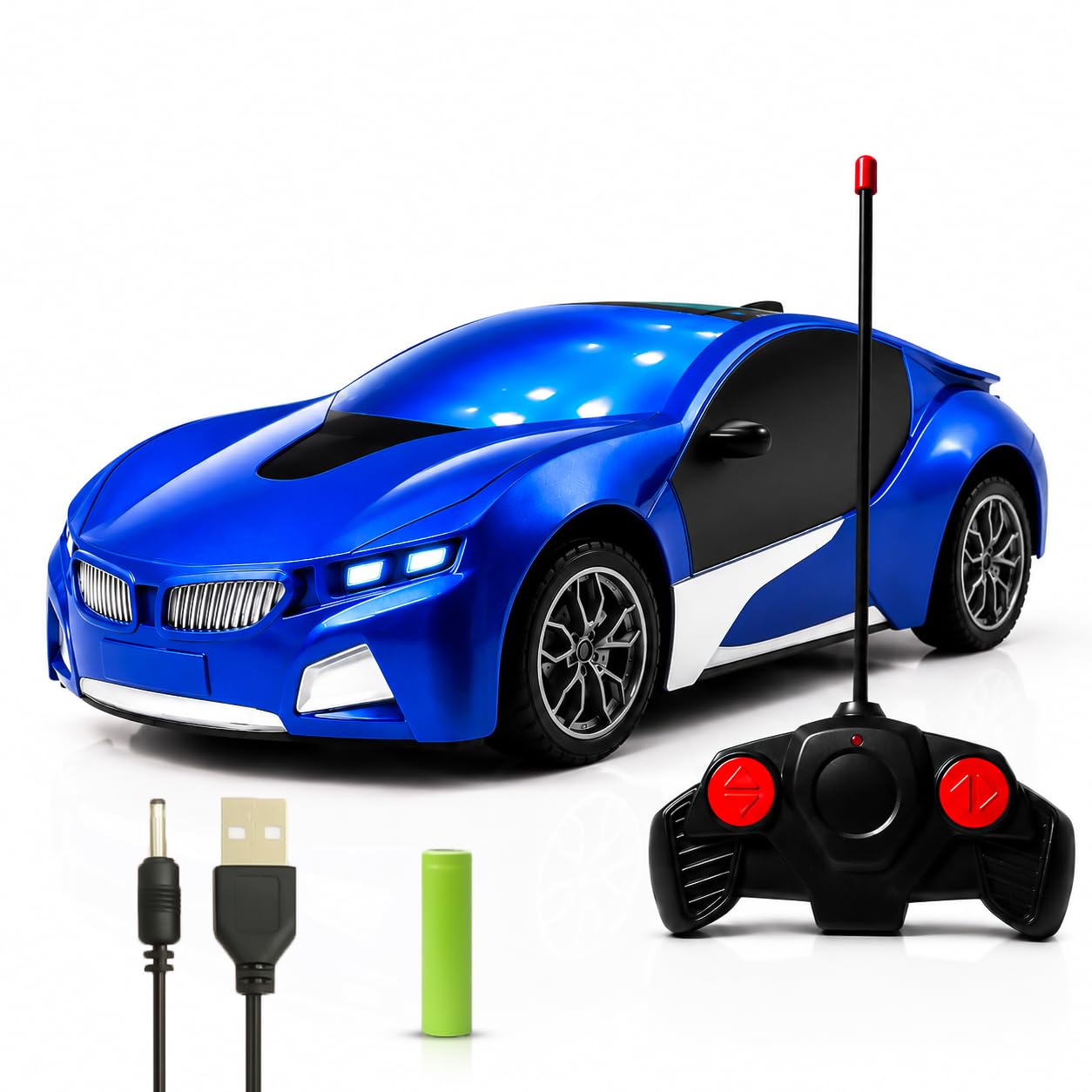 NHR Rechargeable Remote Control Car for Kids and Children, 3D Lights Famous RC High Speed Racing Car, Rechargeable Battery Toy for Boys & Girls Age 3+ (Blue)-image-45