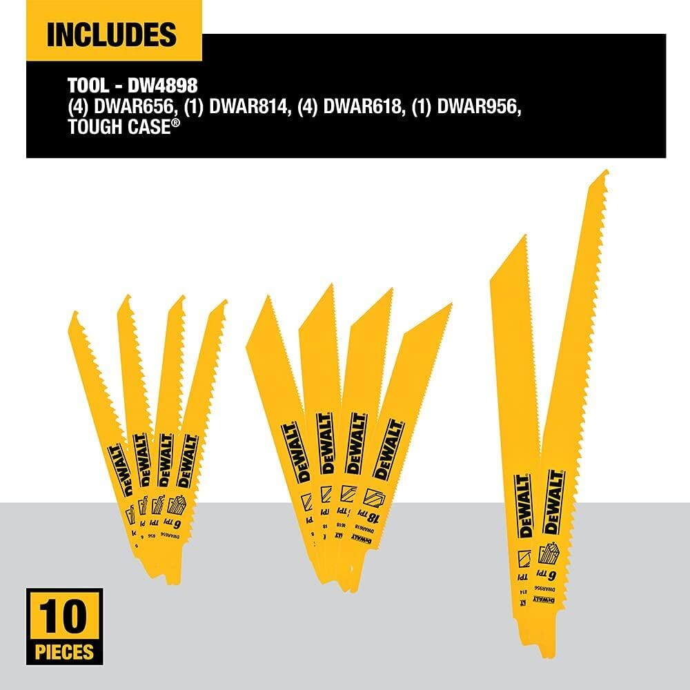 DEWALT Hojas de sierra alternativas, juego bimetálico con estuche, 10 piezas (DW4898)