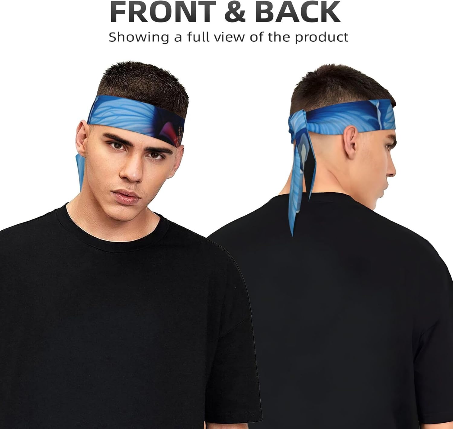 Sports Head Tie Workout Headbands Non Slip Sport Sweatbands Yoga Hairbands for Travel Fitness Athletic Moisture Wicking - Blue Hibiscus