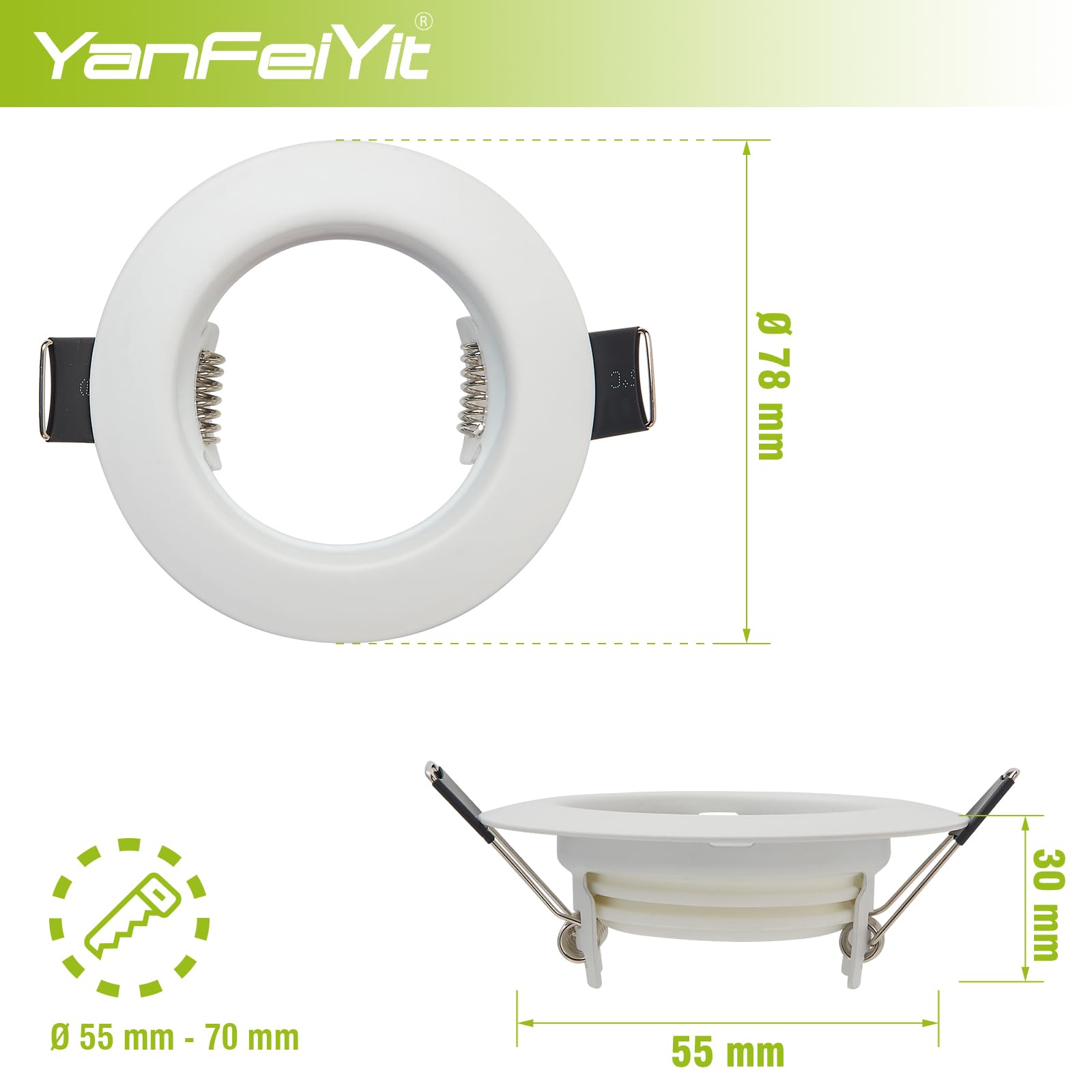 Faretti Incasso Faretti LED Da Incasso GU10 - Set 36 Cornici Bianche, Foro 55-70mm, Portalampade Inclusi Faretti Incasso GU10 - Foto 5