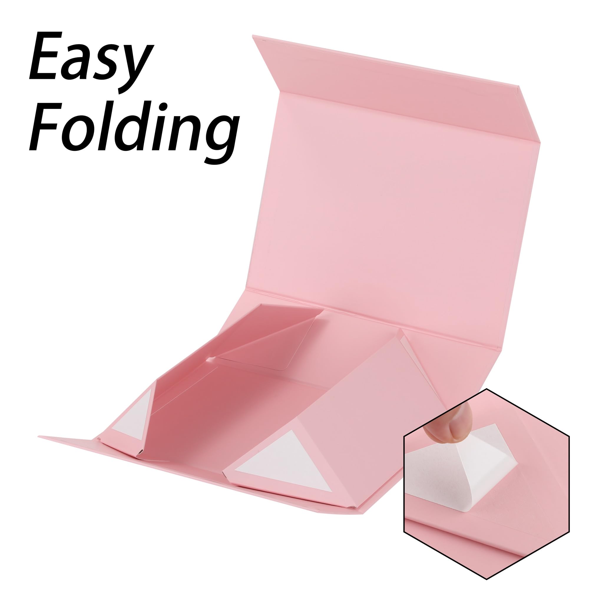 Pinke Geschenkbox, 33 x 28 x 13 x 13 cm, große Geschenkboxen mit Deckel für Geschenke, inklusive Band und bedruckbarem Aufkleberpapier, Brautjungfernantragsbox, magnetische Geschenkbox für