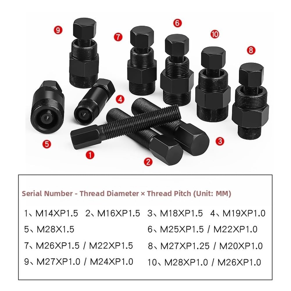Set di 10 estrattori per volano per moto, in acciaio 45#, magnetico, per rimozione rotore, con finitura trattata termicamente, compatibile con la maggior parte dei volani MAGNETO